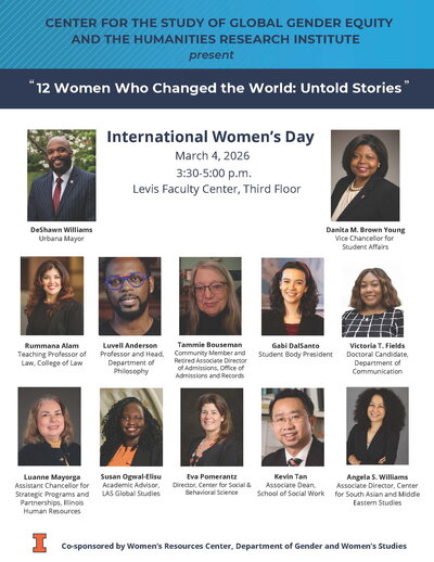 International Womens Day event March 4th 3:30-5:00pm Levis Faculty Center