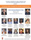 image of International Women's Day event taking place on March 5 2024 with names and photos of speakers