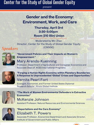 Details on Panel Gender and the Economy on April 3rd at 3:30 pm - 5 pm at room 210 Illini Union.