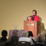 Mary Robinson giving a speech